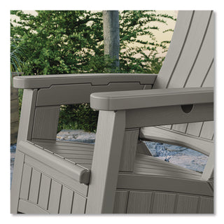 Suncast® Adirondack Chair with Storage, Supports Up to 375 lb, 14.5" Seat Height, 30" x 32.5" x 38.5", Dove Gray (SUABMAC1000DG)