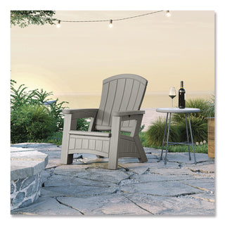 Suncast® Adirondack Chair with Storage, Supports Up to 375 lb, 14.5" Seat Height, 30" x 32.5" x 38.5", Dove Gray (SUABMAC1000DG)