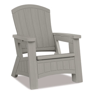 Suncast® Adirondack Chair with Storage, Supports Up to 375 lb, 14.5" Seat Height, 30" x 32.5" x 38.5", Dove Gray (SUABMAC1000DG)