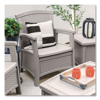 Suncast® Elements Club Chair with Storage, Supports Up to 300 lb, 17" Seat Height, 25.25" x 29.75" x 35.5", Dove Gray (SUABMCC1800DG)