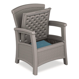 Suncast® Elements Club Chair with Storage, Supports Up to 300 lb, 17" Seat Height, 25.25" x 29.75" x 35.5", Dove Gray (SUABMCC1800DG)