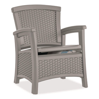 Suncast® Elements Club Chair with Storage, Supports Up to 300 lb, 17" Seat Height, 25.25" x 29.75" x 35.5", Dove Gray (SUABMCC1800DG)