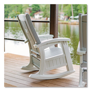 Suncast® Rocking Chair with Storage, Supports Up to 375 lb, 17.25" Seat Height, 29.75" x 35" x 40.5", Dove Gray/Ice Cube (SUABMRC1020)