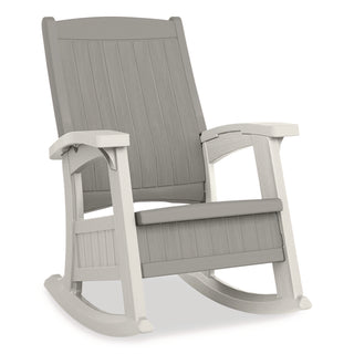 Suncast® Rocking Chair with Storage, Supports Up to 375 lb, 17.25" Seat Height, 29.75" x 35" x 40.5", Dove Gray/Ice Cube (SUABMRC1020)