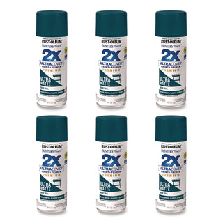 Rust-Oleum® Painter's Touch 2X Ultra Cover Spray Paint, Ultra Matte Teal, 12 oz Aerosol Can, 6/Carton (RST331185)