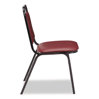 NPS® 9100 Series Vinyl Upholstered Stack Chair, Supports Up to 300 lbs, 18" Seat Height, Burgundy Seat/Back, Black Base, 4/Pack (NPS9108B4)