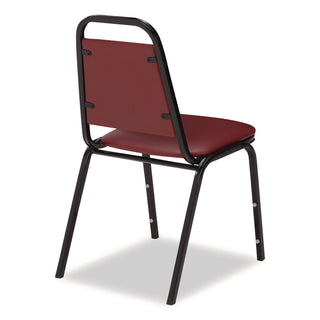 NPS® 9100 Series Vinyl Upholstered Stack Chair, Supports Up to 300 lbs, 18" Seat Height, Burgundy Seat/Back, Black Base, 4/Pack (NPS9108B4)