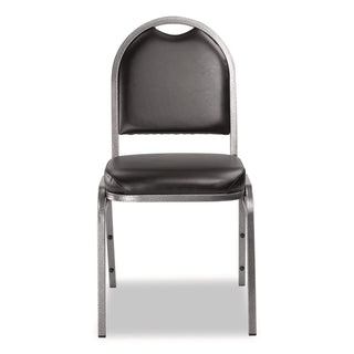 NPS® 9200 Series Premium Upholstered Stack Chair, Vinyl, Supports Up to 500 lb,19" Seat Height, Black Seat/Back, Silver Base, 2/PK (NPS9210SV2)