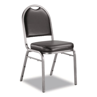NPS® 9200 Series Premium Upholstered Stack Chair, Vinyl, Supports Up to 500 lb,19" Seat Height, Black Seat/Back, Silver Base, 2/PK (NPS9210SV2)