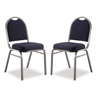 NPS® 9200 Series Premium Upholstered Stack Chair, Fabric, Supports 500 lb, 19" Seat Ht, Midnight Blue Seat/Back, Silver Base, 2/PK (NPS9254SV2)