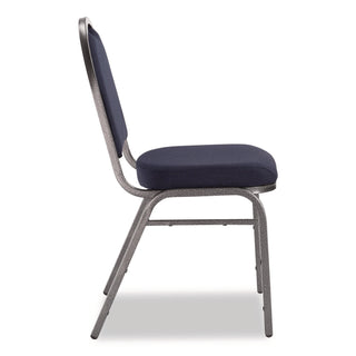 NPS® 9200 Series Premium Upholstered Stack Chair, Fabric, Supports 500 lb, 19" Seat Ht, Midnight Blue Seat/Back, Silver Base, 2/PK (NPS9254SV2)