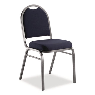 NPS® 9200 Series Premium Upholstered Stack Chair, Fabric, Supports 500 lb, 19" Seat Ht, Midnight Blue Seat/Back, Silver Base, 2/PK (NPS9254SV2)
