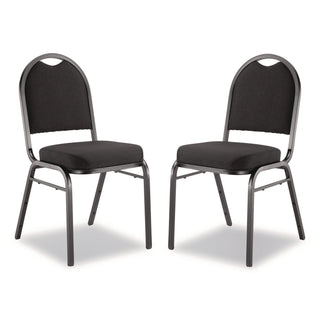 NPS® 9200 Series Premium Upholstered Stack Chair, Fabric, Supports 500 lb,19" Seat Height, Ebony Black Seat/Back, Black Base, 2/PK (NPS9260BT2)