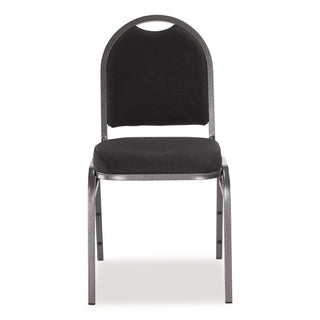NPS® 9200 Series Premium Upholstered Stack Chair, Fabric, Supports 500 lb, 19" Seat Ht, Ebony Black Seat/Back, Silver Base, 2/PK (NPS9260SV2)
