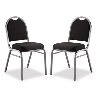 NPS® 9200 Series Premium Upholstered Stack Chair, Fabric, Supports 500 lb, 19" Seat Ht, Ebony Black Seat/Back, Silver Base, 2/PK (NPS9260SV2)