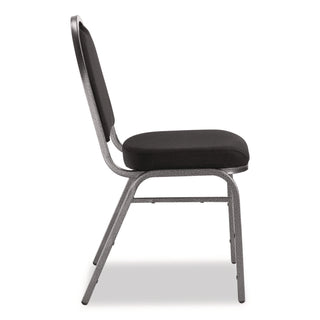 NPS® 9200 Series Premium Upholstered Stack Chair, Fabric, Supports 500 lb, 19" Seat Ht, Ebony Black Seat/Back, Silver Base, 2/PK (NPS9260SV2)