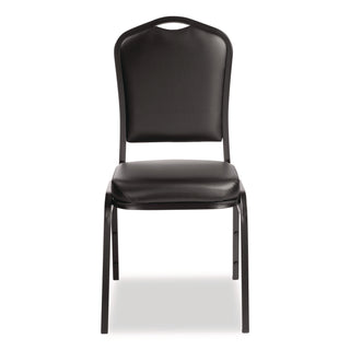 NPS® 9300 Series Deluxe Upholstered Stack Chair, Vinyl, Supports Up to 500 lb, 19" Seat Height, Black Seat/Back/Base, 2/Pack (NPS9310BT2)