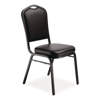 NPS® 9300 Series Deluxe Upholstered Stack Chair, Vinyl, Supports Up to 500 lb, 19" Seat Height, Black Seat/Back/Base, 2/Pack (NPS9310BT2)