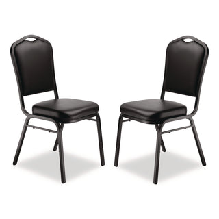 NPS® 9300 Series Deluxe Upholstered Stack Chair, Vinyl, Supports Up to 500 lb, 19" Seat Height, Black Seat/Back/Base, 2/Pack (NPS9310BT2)