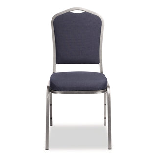 NPS® 9300 Series Deluxe Upholstered Stack Chair, Fabric, Supports 500 lb, 19" Seat Ht, Midnight Blue Seat/Back, Silver Base, 2/PK (NPS9354SV2)