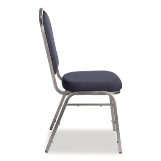 NPS® 9300 Series Deluxe Upholstered Stack Chair, Fabric, Supports 500 lb, 19" Seat Ht, Midnight Blue Seat/Back, Silver Base, 2/PK (NPS9354SV2)