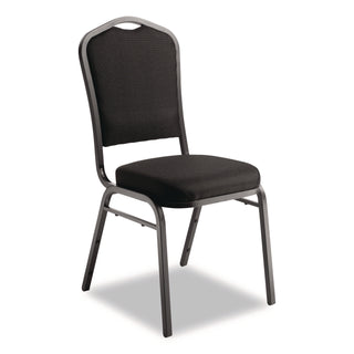 NPS® 9300 Series Deluxe Upholstered Stack Chair, Fabric, Supports 500 lb, 19" Seat Height, Ebony Black Seat/Back, Black Base, 2/PK (NPS9360BT2)