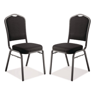 NPS® 9300 Series Deluxe Upholstered Stack Chair, Fabric, Supports 500 lb, 19" Seat Height, Ebony Black Seat/Back, Black Base, 2/PK (NPS9360BT2)