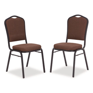 NPS® 9300 Series Deluxe Upholstered Stack Chair, Fabric, Supports 500 lb, 19" Seat Height, Chocolatier Seat/Back, Black Base, 2/PK (NPS9361BT2)