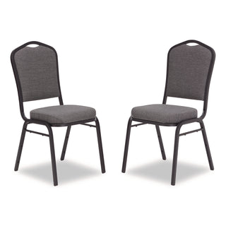 NPS® 9300 Series Deluxe Upholstered Stack Chair, Fabric, Supports 500 lb,19" Seat Ht, Nat Graystone Seat/Back, Black Base, 2/PK (NPS9362BT2)