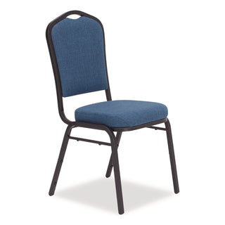 NPS® 9300 Series Deluxe Upholstered Stack Chair, Fabric, Supports 500 lb, 19" Seat Ht, Natural Blue Seat/Back, Black Base, 2/Pack (NPS9374BT2)
