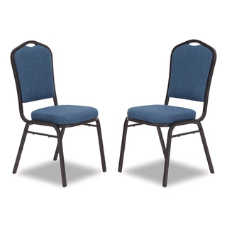 NPS® 9300 Series Deluxe Upholstered Stack Chair, Fabric, Supports 500 lb, 19" Seat Ht, Natural Blue Seat/Back, Black Base, 2/Pack (NPS9374BT2)