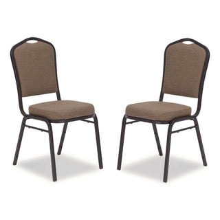 NPS® 9300 Series Deluxe Upholstered Stack Chair, Fabric, Supports 500 lb, 19" Seat Ht, Natural Taupe Seat/Back, Black Base, 2/Pack (NPS9378BT2)