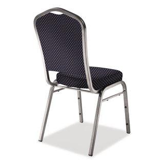 NPS® 9300 Series Deluxe Upholstered Stack Chair, Fabric, Supports 500 lb, 19" Seat Ht, Diamond Navy Seat/Back, Silver Base, 2/Pack (NPS9364SV2)