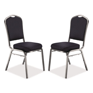 NPS® 9300 Series Deluxe Upholstered Stack Chair, Fabric, Supports 500 lb, 19" Seat Ht, Diamond Navy Seat/Back, Silver Base, 2/Pack (NPS9364SV2)