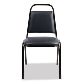 NPS® 9100 Series Vinyl Upholstered Stack Chair, Supports 300 lbs, 18" Seat Height, Midnight Blue Seat/Back, Black Base, 4/Pack (NPS9104B4)