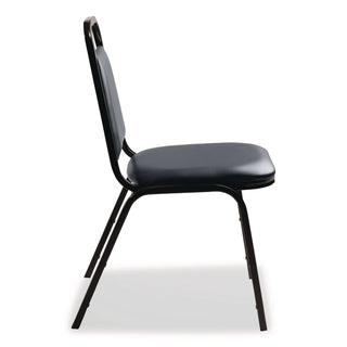 NPS® 9100 Series Vinyl Upholstered Stack Chair, Supports 300 lbs, 18" Seat Height, Midnight Blue Seat/Back, Black Base, 4/Pack (NPS9104B4)