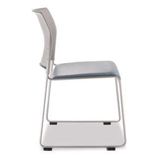 NPS® 8700 Series Cafetorium Plush Vinyl Stack Chair, Supports Up to 500 lb, 18" Seat Ht, Blue Seat, Gray Back, Silver Base, 4/PK (NPS874212024)