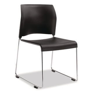 NPS® 8800 Series Cafetorium Plastic Stack Chair, Supports Up to 500 lb, 18" Seat Height, Black Seat/Back, Chrome Base, 4/Pack (NPS881011104)