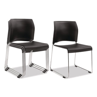 NPS® 8800 Series Cafetorium Plastic Stack Chair, Supports Up to 500 lb, 18" Seat Height, Black Seat/Back, Chrome Base, 4/Pack (NPS881011104)