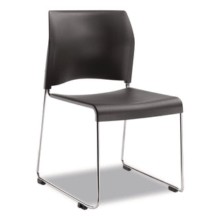 NPS® 8800 Series Cafetorium Plastic Stack Chair, Supports Up to 500 lb, 18" Seat Height, Charcoal Seat/Back, Chrome Base, 4/Pack (NPS882011204)