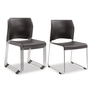 NPS® 8800 Series Cafetorium Plastic Stack Chair, Supports Up to 500 lb, 18" Seat Height, Charcoal Seat/Back, Chrome Base, 4/Pack (NPS882011204)