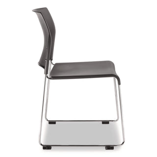 NPS® 8800 Series Cafetorium Plastic Stack Chair, Supports Up to 500 lb, 18" Seat Height, Charcoal Seat/Back, Chrome Base, 4/Pack (NPS882011204)