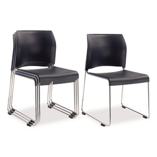NPS® 8800 Series Cafetorium Plastic Stack Chair, Supports Up to 500 lb, 18" Seat Height, Blue Seat/Back, Chrome Base, 4/Pack (NPS880411044)