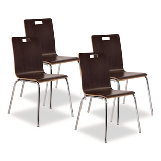 NPS® Bushwick Series Bentwood Chair, Supports Up to 500 lb, 18" Seat Height, Espresso Seat, Espresso Back, Chrome Base, 4/Pack (NPSBCC214)
