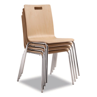 NPS® Bushwick Series Bentwood Chair, Supports Up to 500 lb, 18" Seat Height, Natural Seat, Natural Back, Chrome Base, 4/Pack (NPSBCC224)
