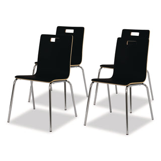 NPS® Bushwick Series Bentwood Chair, Supports Up to 500 lb, 18" Seat Height, Black Seat, Black Back, Chrome Base, 4/Pack (NPSBCC234)