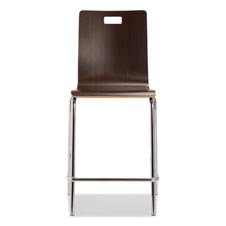 NPS® Bushwick Series Bentwood Stool, Counter Height, Supports Up to 500 lb, 24" Seat Height, Espresso Seat/Back, Chrome Base, 4/PK (NPSBCM214)