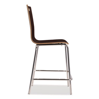 NPS® Bushwick Series Bentwood Stool, Counter Height, Supports Up to 500 lb, 24" Seat Height, Espresso Seat/Back, Chrome Base, 4/PK (NPSBCM214)