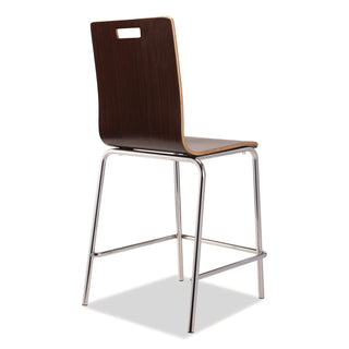 NPS® Bushwick Series Bentwood Stool, Counter Height, Supports Up to 500 lb, 24" Seat Height, Espresso Seat/Back, Chrome Base, 4/PK (NPSBCM214)