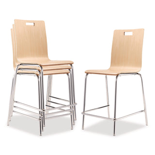 NPS® Bushwick Series Bentwood Stool, Counter Height, Supports Up to 500 lb, 24" Seat Height, Natural Seat/Back, Chrome Base, 4/PK (NPSBCM224)